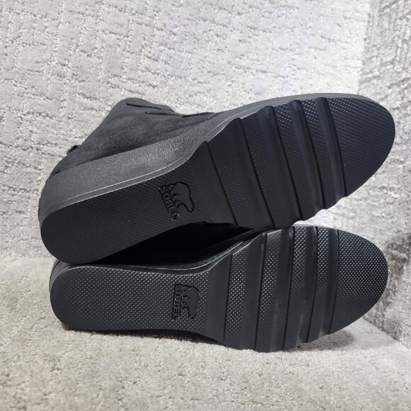 Sorel Toronto Women's US Size 9 Black Suede Lace Up Ankle Wedge Boots NL2115-010 - Picture 4 of 12